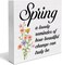 Spring Sign Decorations Spring a Lovely Reminder of How Beautiful Change Can Truly Be Wood Block Plaque Sign for Home Desk Table (5 x 5 Inches)